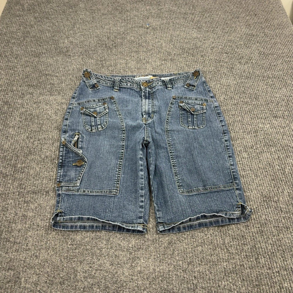 Vintage Crest Jeans Shorts Womens 17/18 Blue Denim Cargo Utility Y2K Streetwear